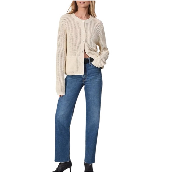 rag and bone harlow‎ mid rise straight leg jeans in marine raw hem Size 29 - Picture 1 of 12